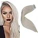 Produktbild LaaVoo Tape in Extensions Echthaar Remy Echthaar mit Band Individuell 18 Zoll/45cm Tape Extension Echt Haar Extensions Unsichtbar Tape in Extensions Platinoblond 50GR/20PCS #60
