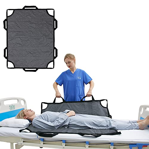Tinfau Bed Positioning Pad With Reinforced Handle, 50" X 40" Multipurpose Waterproof Transfer Sheet For Turning, Lifting & Sliding, Reusable Washable Patient Positioning Sheet For Caregiver, Gray #TOP6