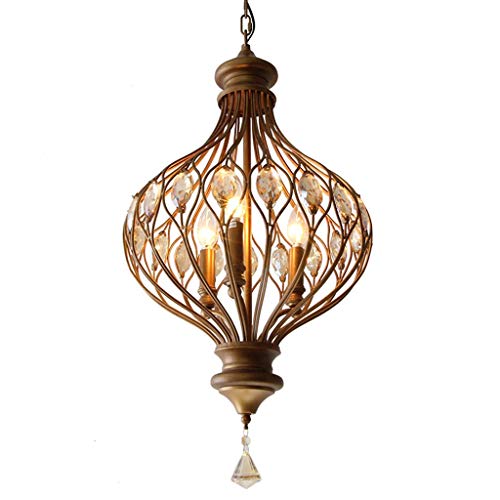 Lustre en cristal d'art de fer rétro pour lampes rurales d'allée