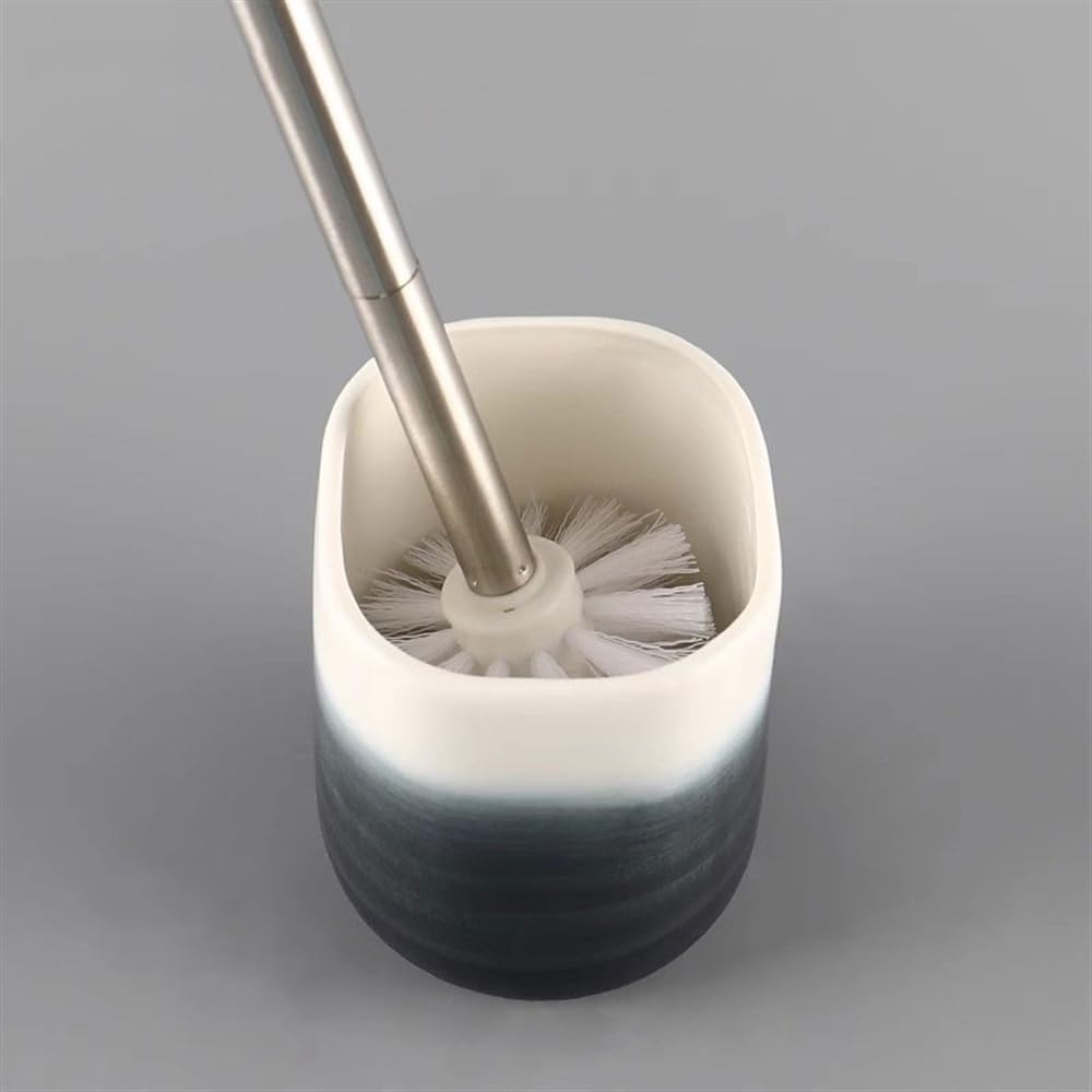 Escobillero y Portaescobillas Cepillo de baño con Base Color Degradado cerámica, Mango Acero Inoxidable y cerdas plástico Limpieza Profunda