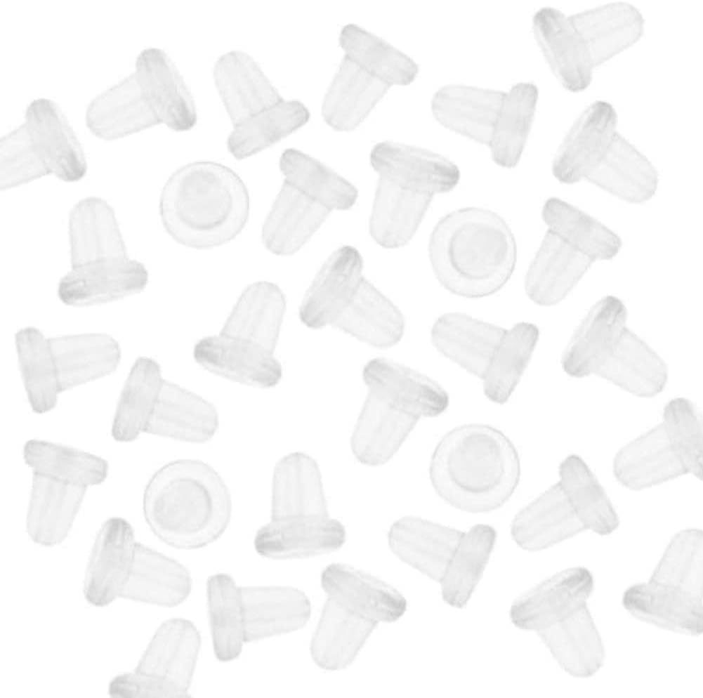 Soft Clear Rubber Replacement Earring Backs Tube Bullet Back Stoppers Earnuts Jewellery Making Findings UK Seller ((±) 100pcs 4mm Butterfly)