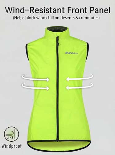 Image of qualidyne Women's Windproof Cycling Vest, Lightweight Full-Zip Breathable Sleeveless Bike Jacket, 1 Back Pocket