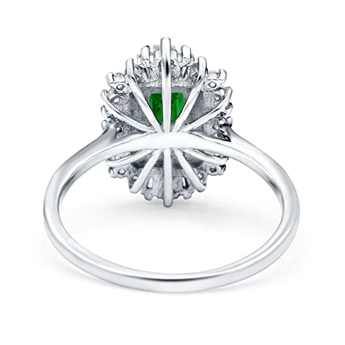 Blue Apple Co. Emerald Cut Vintage Art Deco Halo Wedding Bridal Engagement Ring Baguette Simulated Cubic Zirconia 925 Sterling Silver3