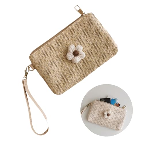 2023 Wristlet Wallet Women Girl Credit Card Card Holder with Wrist Strap Straw Woven Coin Change Purse2