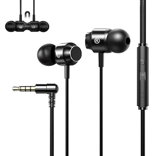 イヤホンマイク 有線 磁気設計 絡み防止 ノイズキャンセリング 通話対応 高遮音性 音量調整 オンライン会議 ヘッドホン 3.5mmジャックトレーニング パソコン用 イヤホンマイク イヤホン ios/YouTube/PC/Android 多機種対応 マイク付きイヤホン有線