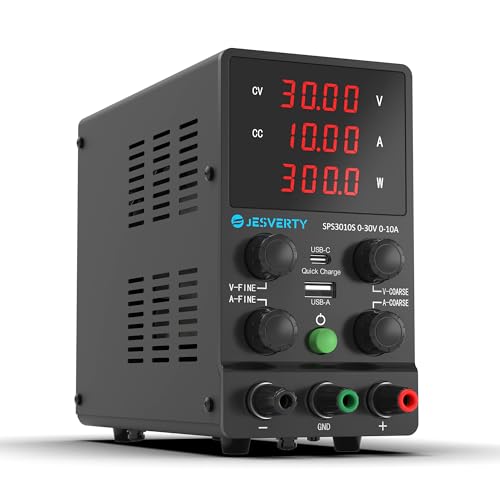 Image of DC Power Supply Variable, 0-32V 0-10A Adjustable Switching DC Regulated Bench Power Supply with 20W USB & Type-C Quick-Charge, Encoder Knob, Reverse Polarity Protection - SPS-3010S