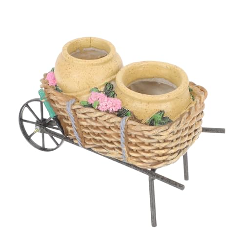 BESPORTBLE Iron Cart Flowerpot Succulent Pot Small Succulent Planter for Office Home Desk Flowerpot Ornament for Desktop Decoration and Indoor Plant Pots
