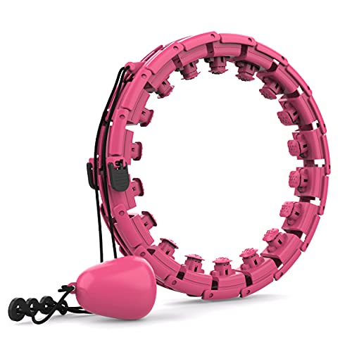 TOMOIN Hula Hoops for Adults Weight Loss,Smart Weighted Hoola Hoops for Adults & Kids Weight Loss, 24 Detachable Knots Non-Falling Smart Hoola Hoops (A-Pink)