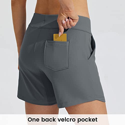 Willit Women's 5 Inch Swim Board Shorts Swimming Bottoms Tummy Control Beach Shorts With Liner Gray L #TOP1