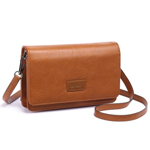 SENDEFN Small Crossbody Bags for Women Leather Cell Phone Purse Wallet with ID window and Card Slots