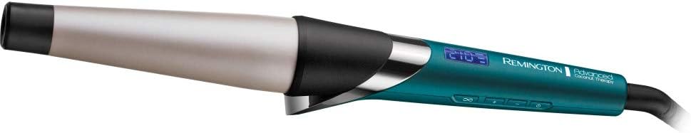 Remington Advanced Coconut Therapy Hair Curling Wand - 25-38 mm Barrel with Anti-Slip Coating, includes Heat Protection Glove - CI86X8, Jade