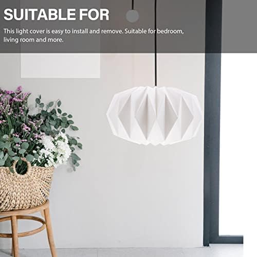 Balacoo Puzzle Pendant Lamp Shade Modern Geometric Ceiling Light Cage Guard Origami Paper Art Lamp Cover Light Bulb Protector For Living Room Bedroom Bathroom White, 42X42X17CM