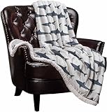 Sharks Sherpa Fleece Blanket,Sharks Silhouettes Bed Blanket Soft Cozy Luxury Blanket 40'x50',Fuzzy Thick Reversible Super Warm Fluffy Plush Microfiber Throw Blanket for Couch