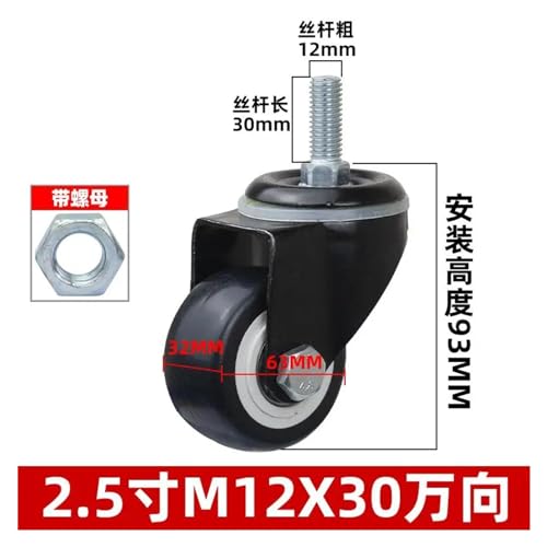 Roue de frein pivotante avec double roulement vis M12 robuste - 2