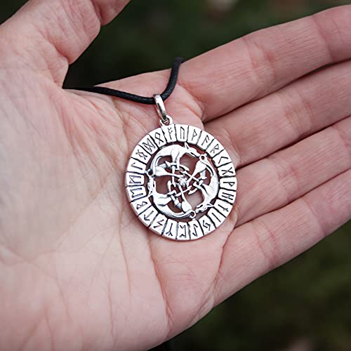 Wolf Pack In Viking Runic Circle Pendant 925 Sterling Silver Wolfs Necklace Norse Mythology Nordic Scandinavian Jewelry Gift For Men Women #TOP5
