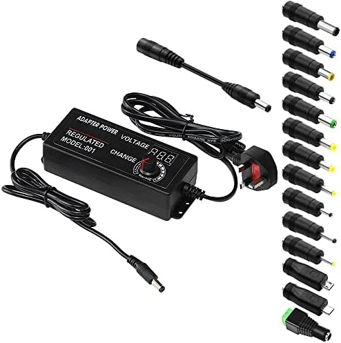 ADDLIVE Universal Power Adapter Variable Voltage 3V-24V 2A 48W, Adjustable AC to DC Power Supply Adapter Charger Variable Voltage, Multi Voltage Power Adapter with 14 Tips and Polarity Converter