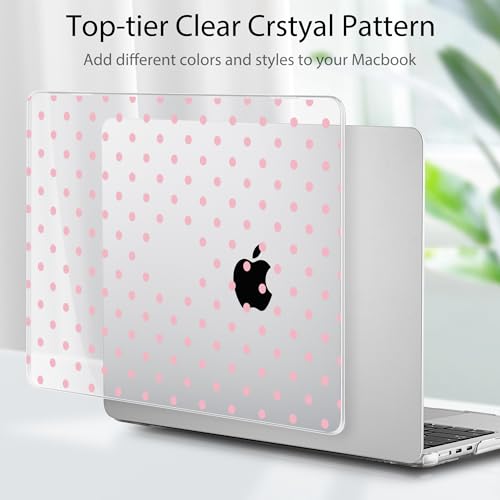 Image of Tuiklol for MacBook Air 13 inch Case M5 2026 M4 2025 M3 2024 M2 2022 Release Model A3449 A3240 A3113 A2681,Plastic Hard Shell Cover for MacBook Air 13.6 with Touch ID, Spot-Pink
