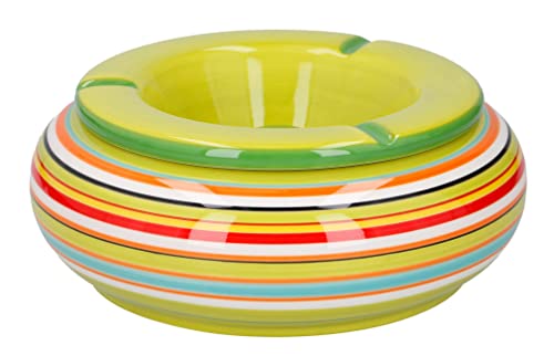 Bubble-Store XXL-Wind-Aschenbecher mit abnehmbarem Deckel, Keramik Sturmaschenbecher, Tischaschenbecher für den Innen- und Außenbereich (Ø 19 cm, Grün) Cover