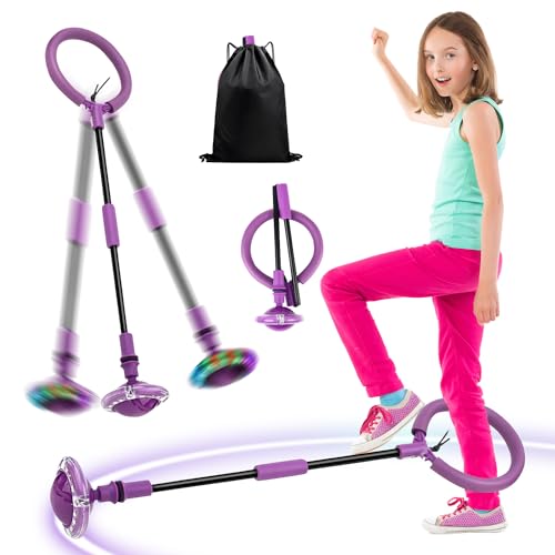 Bola de Salto de Tobillo,Bola de Salto de Tobillo,Bola de Salto de Tobillo Plegable Anillo de Salto Intermitente Colorida Anillo de Salto de Tobillo Pelota de Salto Deportiva para Niños Niñas.(Púrpura