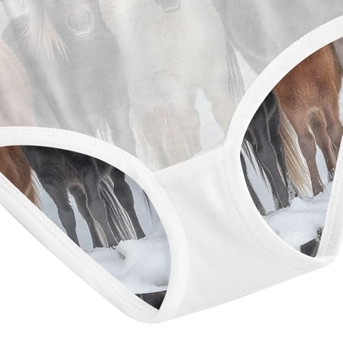 Cute Winter Horse Cotton Toddler Underwear, Girls Briefs, 2T–8 Years4