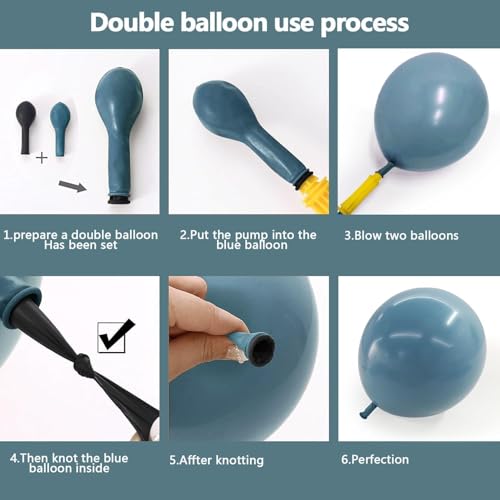 Image of Navy Blue Balloon Arch Kit - Double Stuffed Dusty Blue Pastel Blue Balloon Garland Dark Light Blue Grey Latex Balloons for Baby Bridal Shower Birthday Wedding Graduation Party Decoration
