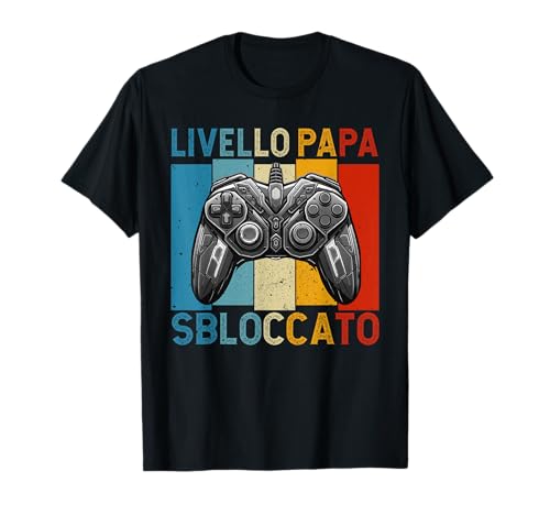 Livello Papa Sbloccato Nuovo Papà Amante dei Giochi Gaming Maglietta