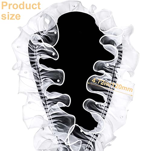 Hinzic 5 Yards White Organza Ruffled Lace Trim 4.72 Inch Width White Pearl Pleated Lace Fabric Trim For Sewing Diy Craft Decoration Dress Collars Sleeves Cosplay Decor Appliques Patches #TOP2