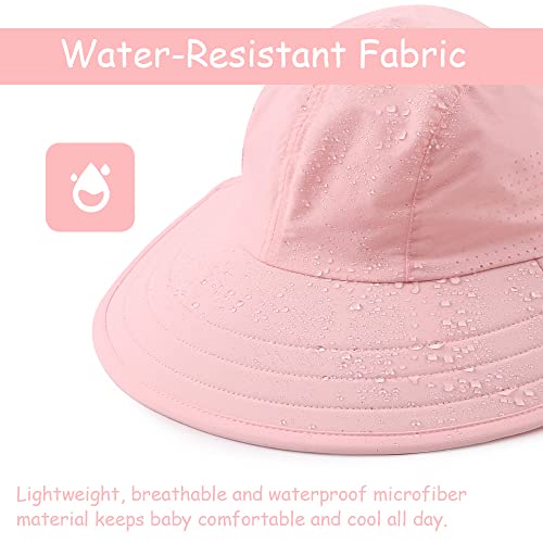 Toddler Summer Hat With Neck Flap Waterproof Kids Swim Hat Baby Uv Protection Sun Hats Beach Cap For Boys Girls (As1, Age, 3_Months, 12_Months, Pink) #TOP3