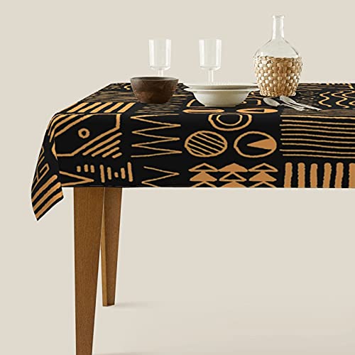 Indoor Outdoor Rectangle Print Tablecloth,African Ethnic Pattern Tribal Art Background Africa Style,Dust-Proof Wrinkle Resistant Washable Table For Christmas Camping Banquet Dining Tablecloths 60"X90" #TOP4