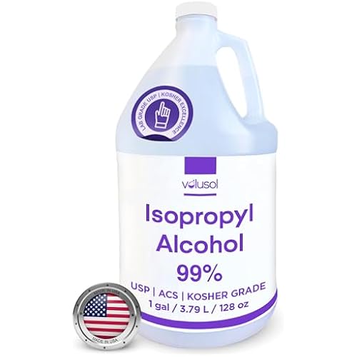 Volu-Sol Isopropyl Alcohol 99% (Isopropanol) - High Purity, USP - Kosher Grade IPA - 1 Gallon (128 oz) (4 Quarts) (4 Pack 32 oz) for Medical, Lab Equipment & Electronics, Clear Bottle