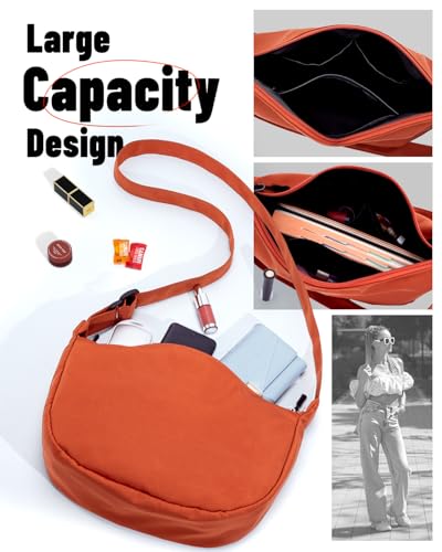 Image of Crossbody Crescent Bag for Women Men Trendy, Crescent Sling Bag with Adjustable Strap, 2 Zippers Lightweight