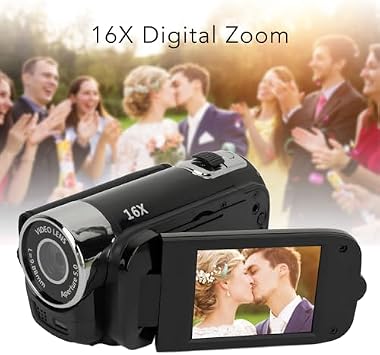 1080PDigital Camera, 16MP Camcorder with 2.4 Inch Rotatable Screen, 16X Zoom HD Video Recorder with Fill Light, Video Camera Built in Battery (Black)