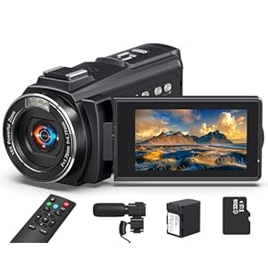 8K 64MP Video Camera Camcorder, 18X Digital Zoom with IR Night Version Vlogging Camera for Youtube, 3.0″ IPS Touch Screen with one 4500mAh Battery, 32GB TF Card, Remote Control, Mic, and Adapter