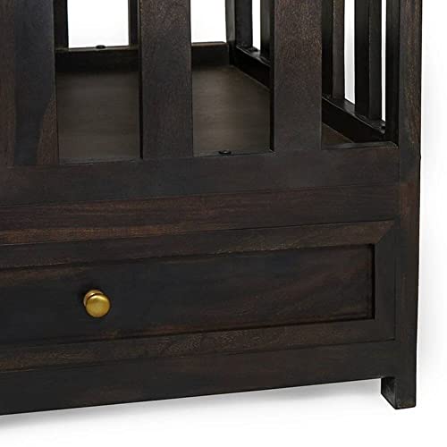 Image of Wakefit Baby Cot | 1 Year Warranty | Baby Cot Bed, Wooden Cradle for Baby, Cribs & Cots Furniture - Elsa (Sheesham Wood, American Walnut, with 2-Drawer Storage)