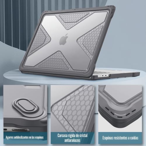 Funda MacBook Pro 16 gris translúcida compatible con A3403 A3429 M5 M4 M2 Pro Max 4