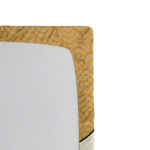 Ambesonne Japanese Wave Fitted Sheet, Sea Storm In Japan Traditional Drawing Foamy Waves, Bed Cover With All-Round Elastic Deep Pocket For Comfort, Twin Xl Size, Yellow Blue #TOP4