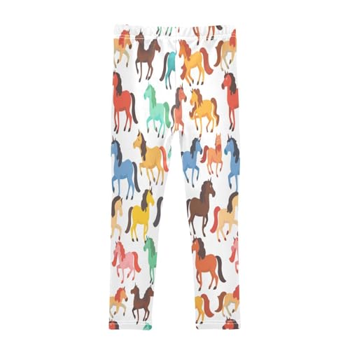 Bolaz Toddler Girls Leggings Printed Yoga Pants Leggings Blue Yellow Pink Horse for Kids2
