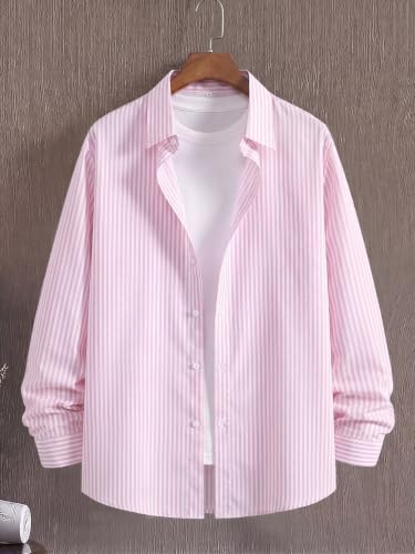 Image of Afflatus Men's Striped Casual Regular Fit Shirt Cotton Blend Stripe Full Sleeve Stylish Shirt for Men
