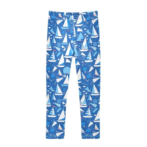 Blue Kids Baby Girls Athletic Leggings Stretchy High Waisted Activewear Sports