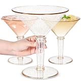 SAIAOKJ 48oz Giant Martini Glass Plastic Large Martini Glasses For Centerpieces Perfect For Martini Party Decorations Gifts & A Tini Bit Older Birthday(3pcs-GOLD)