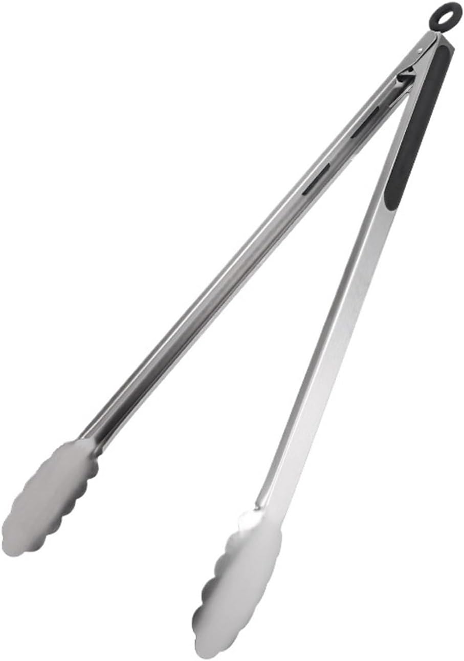 9/12/16 Inch Stainless Steel BBQ Grilling Tongs Salad Food Clip Non-Slip Handle Bread Serving Tong Cooking Barbecue Clamp(12 inch)