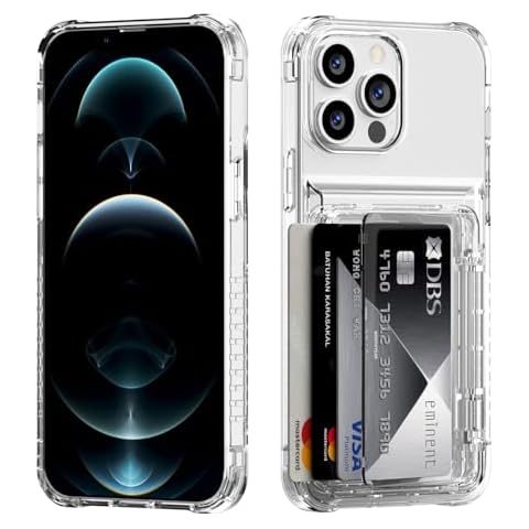 ACANDYA for iPhone 12 Pro Max Case Wallet Clear Protective Phone Case with Credit Card Holder Heavy Duty Protection Shockproof Anti-Scratch Anti-Yellow Cover for iPhone 12 Pro Max 6.7 inch Transparent Cover