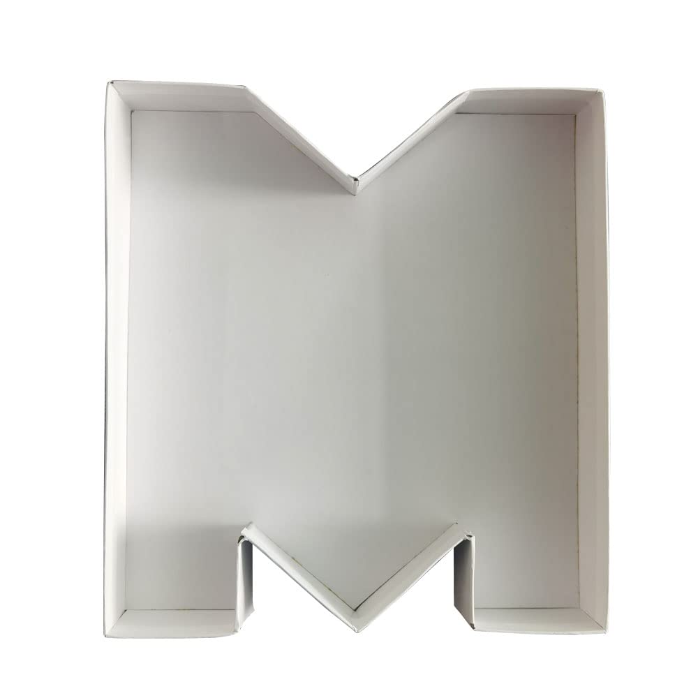 WENPACK 8" Small Fillable Cardboard Number Shaped Mache Kids (White, Letter M)