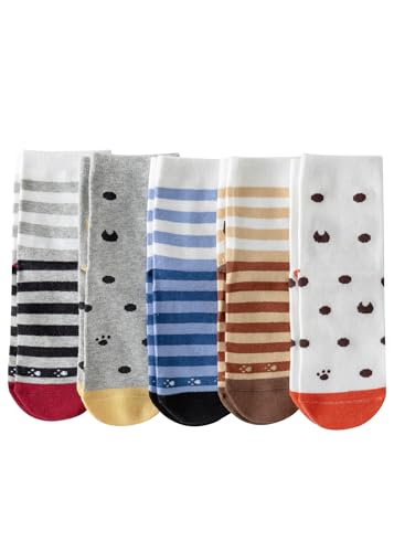 Women's Animal Print Ankle Socks, Cat and Dog Design, Novelty Gift for Pet Lovers, Multi-Pack