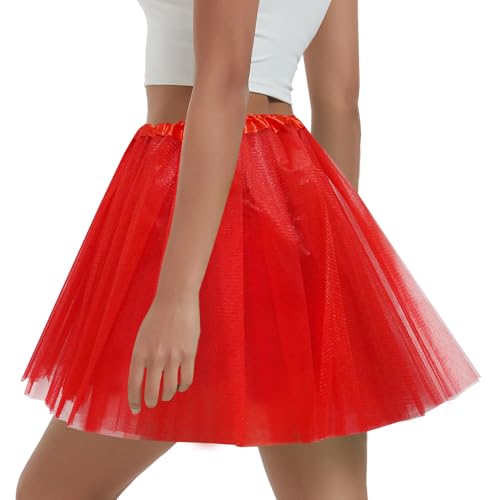 Women's 5-Layer Tulle Tutu Skirt, Adult Dance Ballet Tulle Dress,Teens Halloween Cosplay Running Tutu