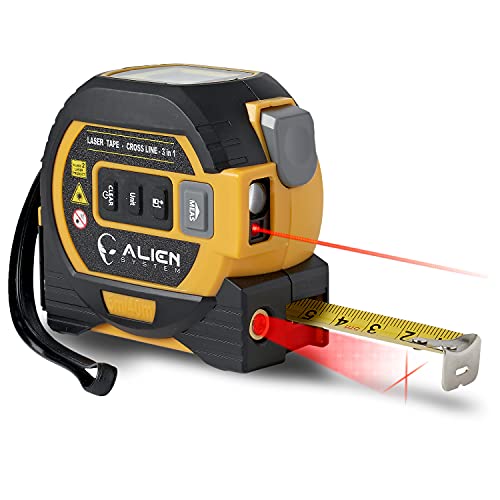 Laser Tape Measure 3-In-1 With Top Lcd Display - Tape Measure Retractable Up To 16Ft And Digital Laser Measuring Tool Up To 131Ft And Cross Line Laser - In/Ft/M Scales - Batteries Included #TOP2