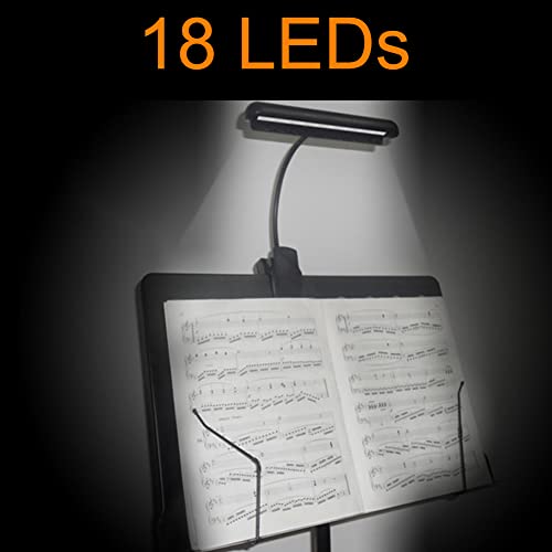 Bibabala Rechargeable Music Stand Light, 18 Leds Clip On Piano Light, 3 Colors Temperature & 2 Levels Brightness Settings, Perfect For Piano, Orchestra, Dj And Craft #TOP5