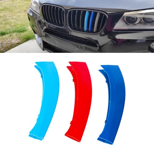 Image of x xotic tech Iconic 3-Color Tri Grille Insert Trims Strips, Front Center Kidney Grilles Compatible with BMW X3 F25 2011 2012 2013 2014 2015 2016 2017, X4 F26 2014-2018 (7-Beams Standard Grill)