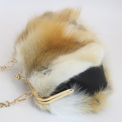 Image of Luxurious Fashion Natural Fox Fur with Hair Handbag for Women and Ladies