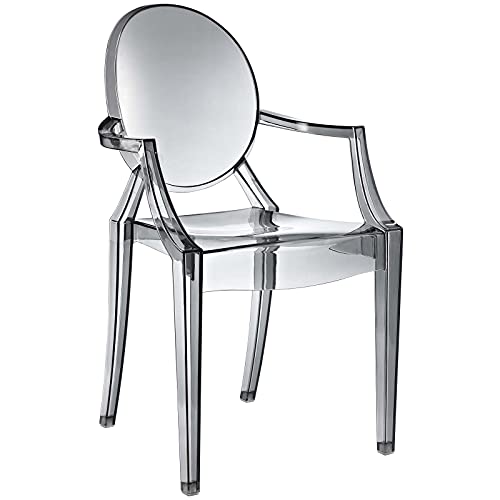 Modway Casper Modern Acrylic Stacking Kitchen And Dining Room Arm Chair In Smoke - Fully Assembled #TOP3